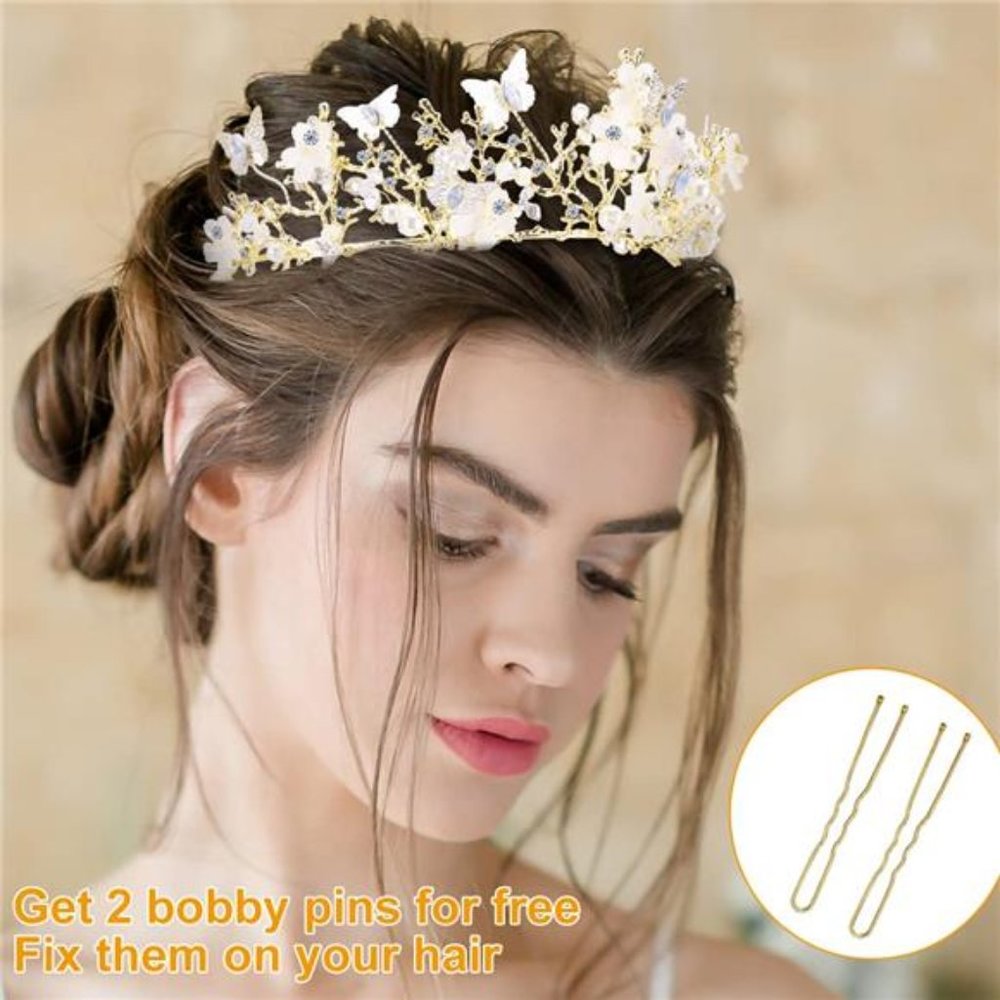 Gold Butterfly Fairy Tiara - Queen Crown